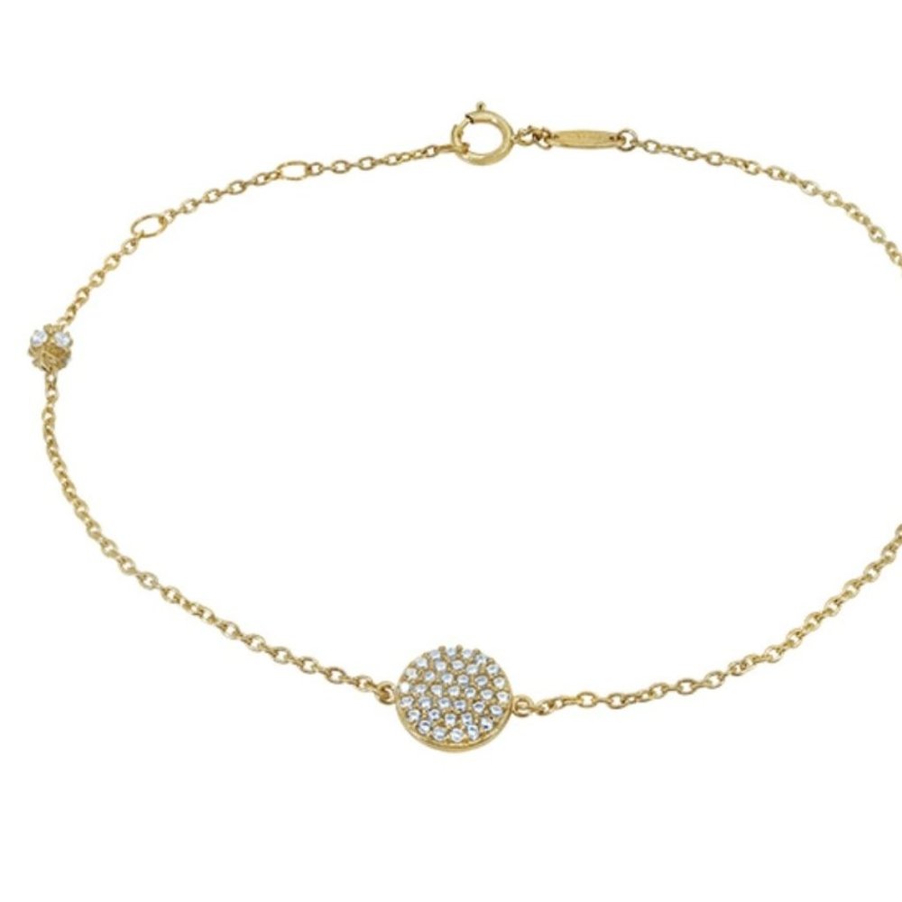 10K Yellow Gold and Cubic Zirconia Disc Bracelet